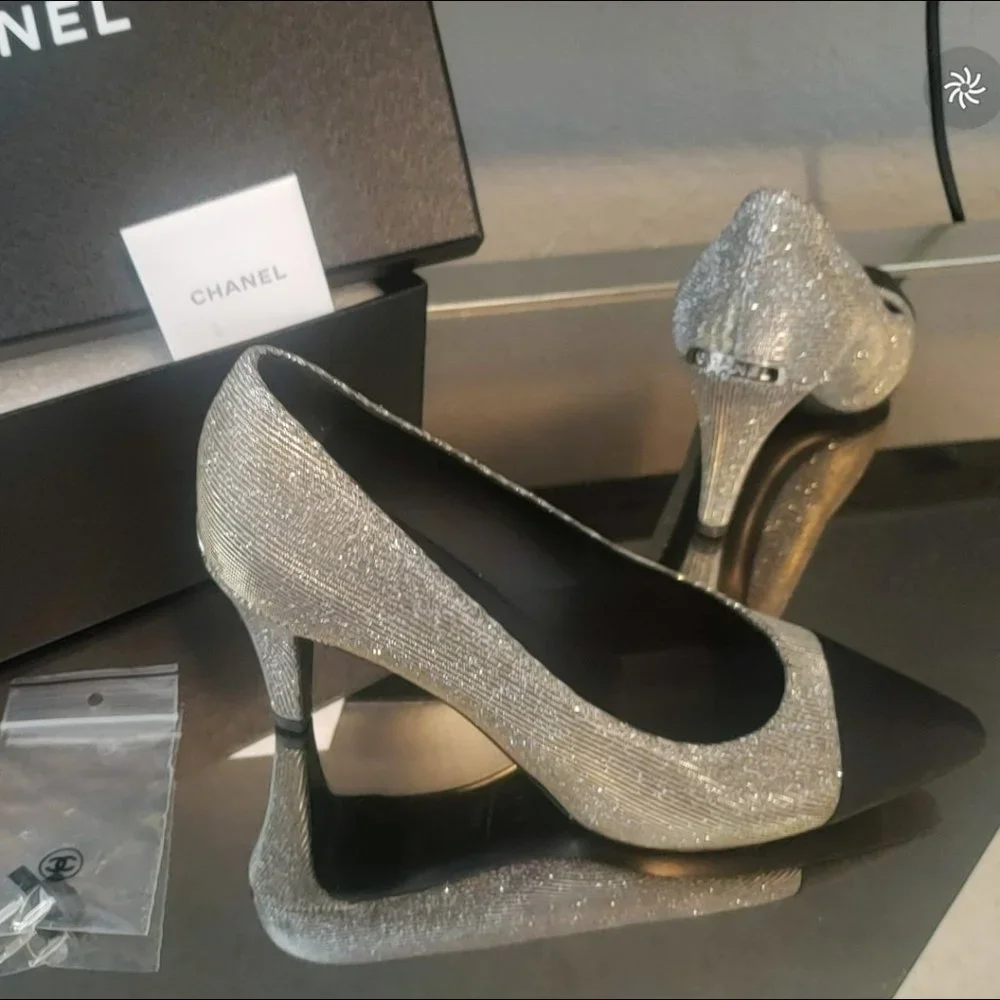 Chanel Sparkle Heels 38.5 GORGEOUS!!! RARE πππ - Picture 7 of 17